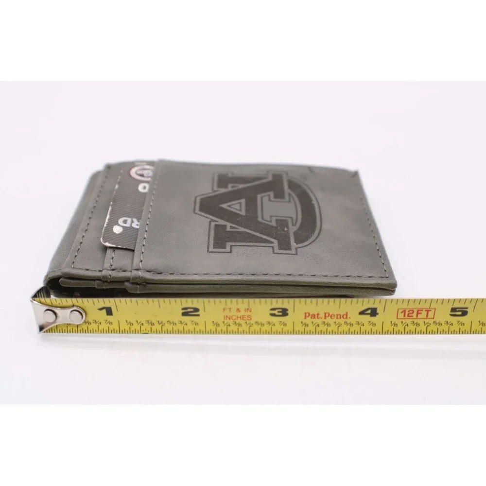 Auburn University Tigers Front Pocket Wallet Bi Fold Faux Leather Gray Black New